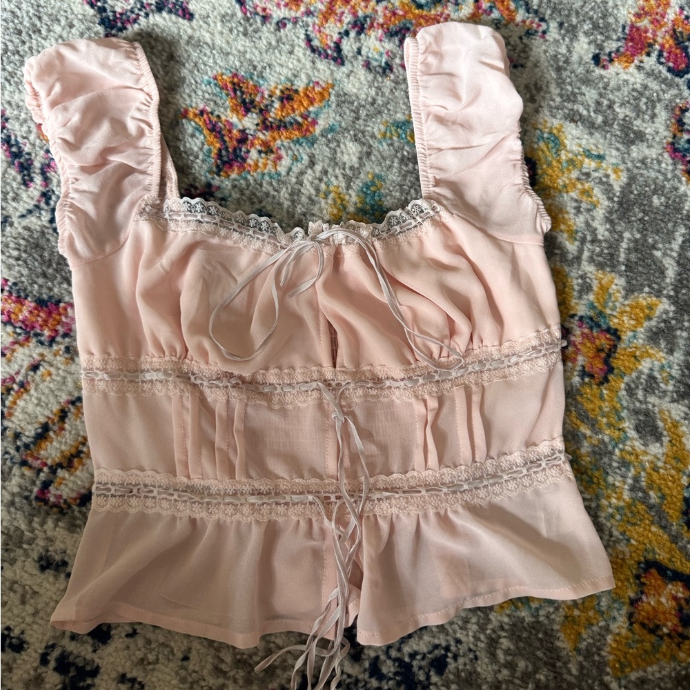 PacSun Pink Lace Trim Crop Top